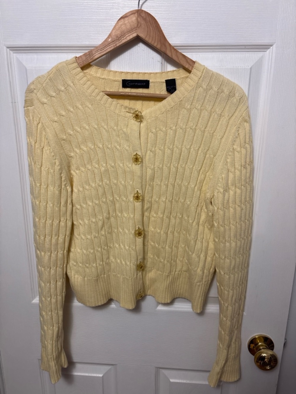 Cable Knit Cream Yellow Sweater Cardigan